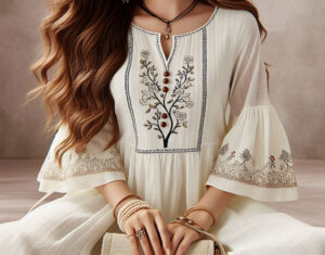 Flared A-line Embroidered Kurthi